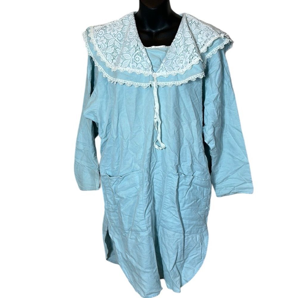 Jessica McClintock gunne sax vintage nightgown lace collar blue